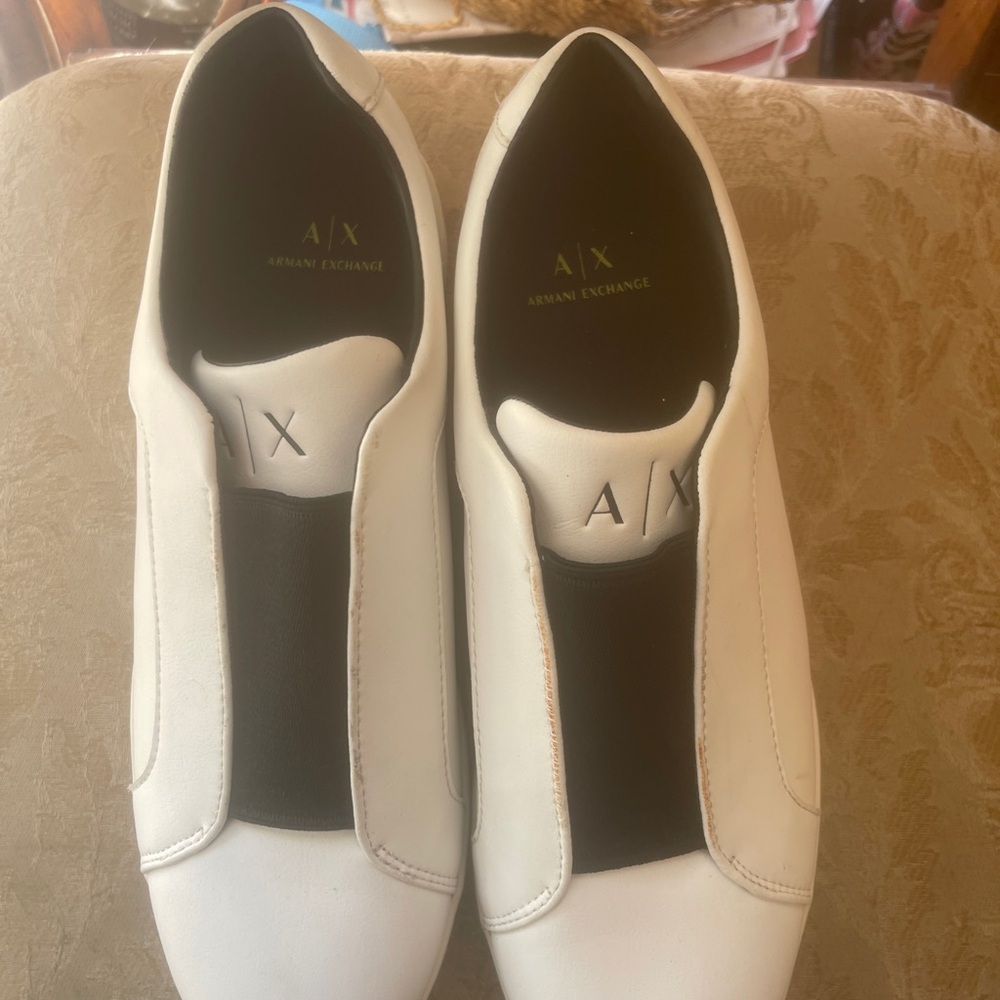 Authentic Armani Exchange White Slip-On Sneakers